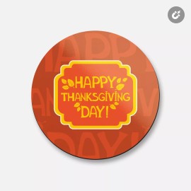 Unbranded Happy Thanksgiving Day Autumn Leaves Card | 4'' X 4'' Round Decorative Magnet