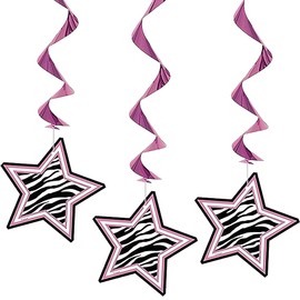 Zebra Passion Pink Hanging Swirl Hanging Decorations (26", 3ct) - Eye-catching Pink Foil & Paper Party Decor - Ideal for Birthdays, Bachelorette & Girly Celebrations