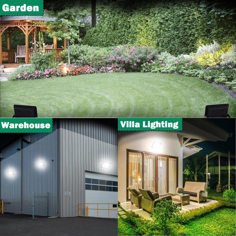 150W LED Flood Light,18000LM Floodlight with Plug,IP66 Waterproof Outdoor Lights,