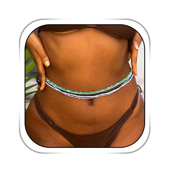 Yovic 3Pcs Colorful Waist Beads Chain African Belly Elastic Beads