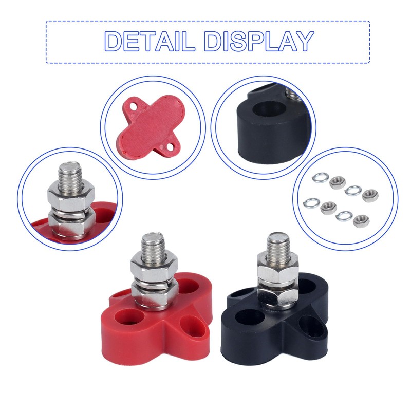 JIQI 2Pcs Bus Bar Terminal Block 5/16" Single Stud Battery