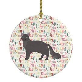 Caroline's Treasures WDK2584CO1 Nebelung #1 Cat Christmas Ceramic Ornament, 3 in, Multicolor