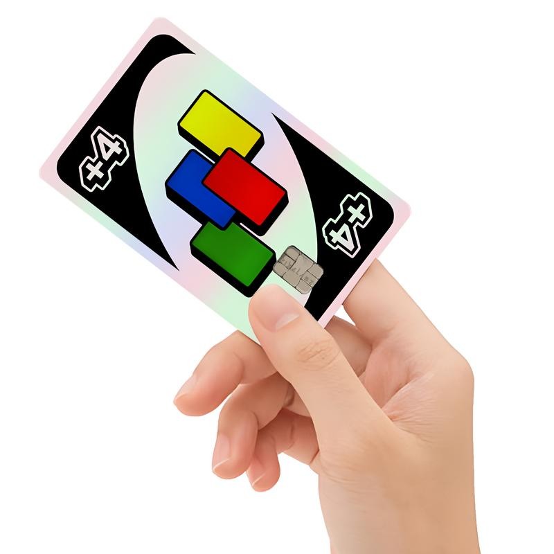 Uno Reverse Draw +4 Holographic Credit Card Decal - Type: