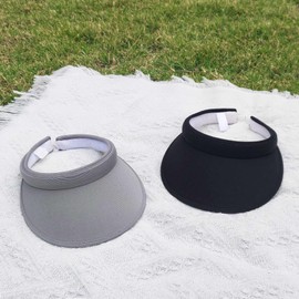 Kejea 2 Pack Clip On Visor Hats Women Men Wide Brim Sun Visors Hat Outdoor Sports Golf Beach Travel Tennis Caps (Black+Grey)