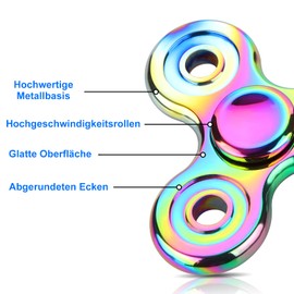 Coolden Fidget Spinner Fidget Toys EDC Hand Spinner Metall Edelstahl Lager 2-5 Min Hochgeschwindigkeit Finger Spinner Spielzeug ADHD Anti Stress Spielzeug Tri-Spinner Fidget Toy für Kinder Bunt