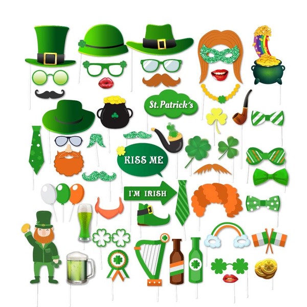 St. Patrick's Day Photo Booth Props with Stick for Lucky