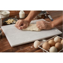 JEmarble Pastry Board 12x16 inch(Pearl White) with Non-Slip Rubber Feets for Stability Perfect for Keep the Dough Cool and Chocolate Tempering(Premium Quality)