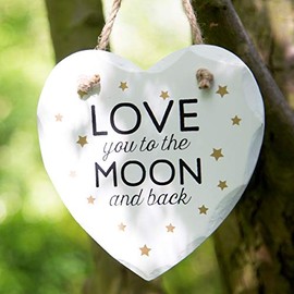 Sass & Belle Love You to the Moon Golden Stars Heart Plaque