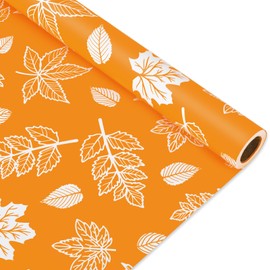 JarThenaAMCS Fall Wrapping Paper Mini Roll 17in x 32.8Ft Orange White Maple Leaves Gift Wrap Paper for Autumn Harvest Thanksgiving Party Wrapping Supplies