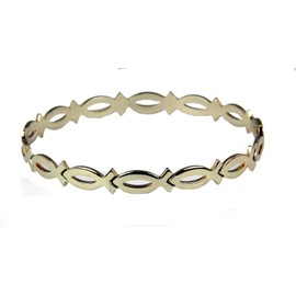 4030606 Gold Tone Christian Fish Bangle Bracelet Ichthus Symbol