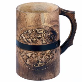 collectiblesBuy Wooden Drinking Mug Tankard Stein Crafted Ideal for Beer Drinkware Handmade Toast Cups Kitchen & Bar Accessories