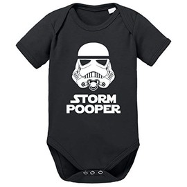 Tee Kiki Storm Pooper Sayings Baby Romper Organic Cotton Bodysuit Boys & Girls 0-12 Months, black