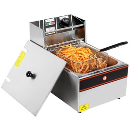 2500W 6L Single Tanks Electric Deep Fryer Professional Tabletop Restaurant Kitchen Frying Machine with 1 Basket