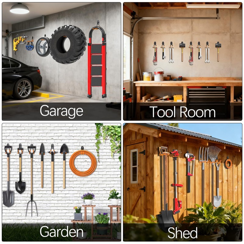 3-H Garage Wall Hooks 14 Pack, Garage Hooks Heavy Duty