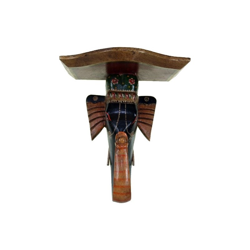 GURU SHOP Small Elephant Wall Shelf, Multicoloured, Wood, 28 x