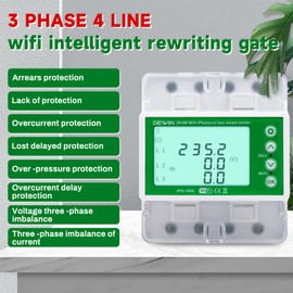 DEWIN Electricity Meter, 3 Phases, Three-Phase Meter, DIN Rail Tuya WiFi Photovoltaic Meter, 3 Phase Recloser Switch, Intelligent Reclosing Protector, 100 A