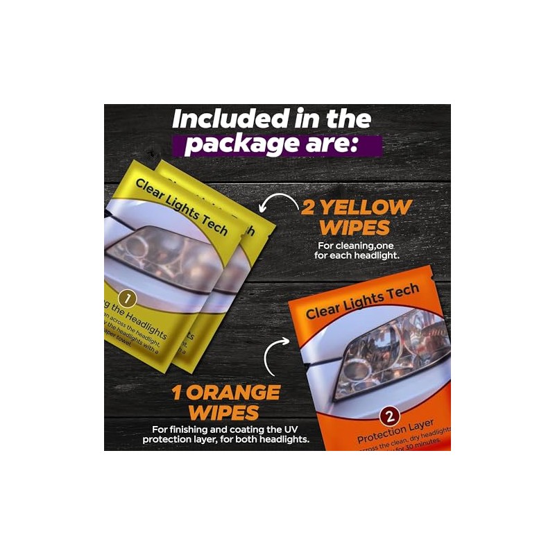 Headlight Restoration Kit - Clear Lights Tech 3-Wipe System