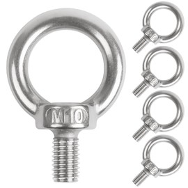 Leryati Eye Bolt M10, 5 Pieces 304 Stainless Steel Eye Bolt Ring Eye Bolt Round Ring Bolt, Male Thread Ring Screw for Attaching Hanging Ornaments, Flower Pots, Swing Stands, etc.