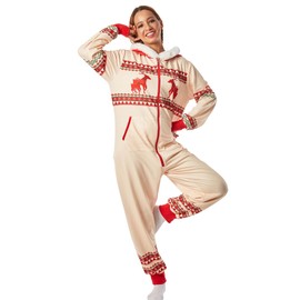haikyuu Women Adult Christmas Onesie Pajama Long Sleeve Hooded Kigurumi Homewear Costume Outfits (medium, Reindeer multicolored)