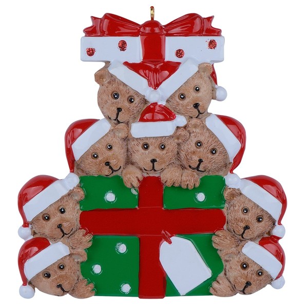 SELPONT Bear Family Chrismtas Ornament 2023 - Bear with Gift