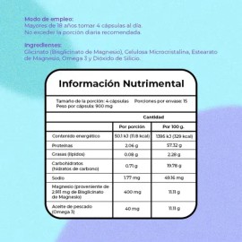 Glicinato De Magnesio + Omega 3 | 60 Capsulas Vcaps® Natgel - Sin Sabor