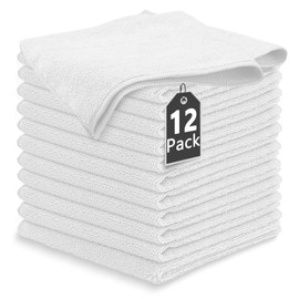 Trapos de Cocina, Paños de Microfibra 12PCS, Cleaning Cloth 40 x 40 cm, Toallas de Microfibra Limpieza, Súper Absorbente, Lavable y Reutilizable,Trapo Microfibras para Cocina、Automóvil、Vidrios-Blcnco