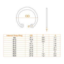 sourcing map 100Pcs Internal Retaining Ring Circlip Assortment Set, 304 Stainless Steel Circlip Snap Rings 10 Sizes M8 M10 M12 M14 M16 M18 M20 M22 M24 M26