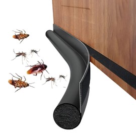 Vmingo Burlete Tope Adhesivo Guardapolvo Protector para Puerta, Protector Inferior con Cierre Reutilizable, Bloquea Polvo, Insectos y Ruido, Impermeable y Ajustable | (Negro)
