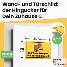 DankeDir! Bei Technikfragen die Technik fragen - Sign 30 x 20 cm - Funny Saying Birthday Gift Saying Sign Door Sign Office IT Department - Gift Idea Decoration Colleague Gift