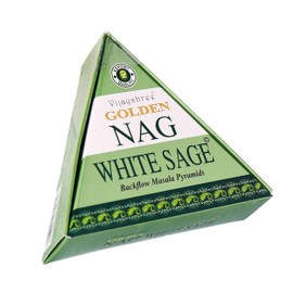NKlaus Golden Nag White Sage Räucherpyramiden (10 Stück) – Räucherkegel & Duftkegel für Rückfluss, Reinigung, Meditation & Räucherkerzen Duftgenuss, Räucherwerk