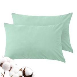 LINENOVA 100% Luxury Cotton King Pillowcases(Set of 2),Super Soft and Breathable Envelope Closure Pillow Cases - 50x90cm - Sage Green