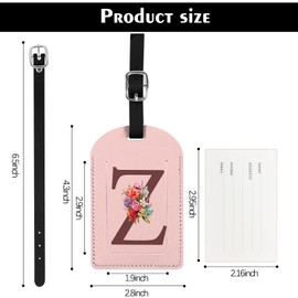 Deokke 2 Pack Luggage Tag Suitcase Tags Initial Letter Monogram PU Leather Cover Aesthetic Cute Monogrammed Travel Bag Labels for Women Girls Men (Z)