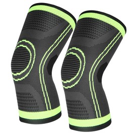 Knee Support Pack of 2 Compression Knee Support for Men Women Non-Slip Breathable Knee Brace for Arthritis, Meniscus Tear, ACL, Tendonitis, Running, Squats, Sports (Green, M)