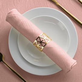 SPRICA Jacquard Napkins 48x48cm Set of 4 Pieces Decorative Washable Reusable Napkin, Powder Pink