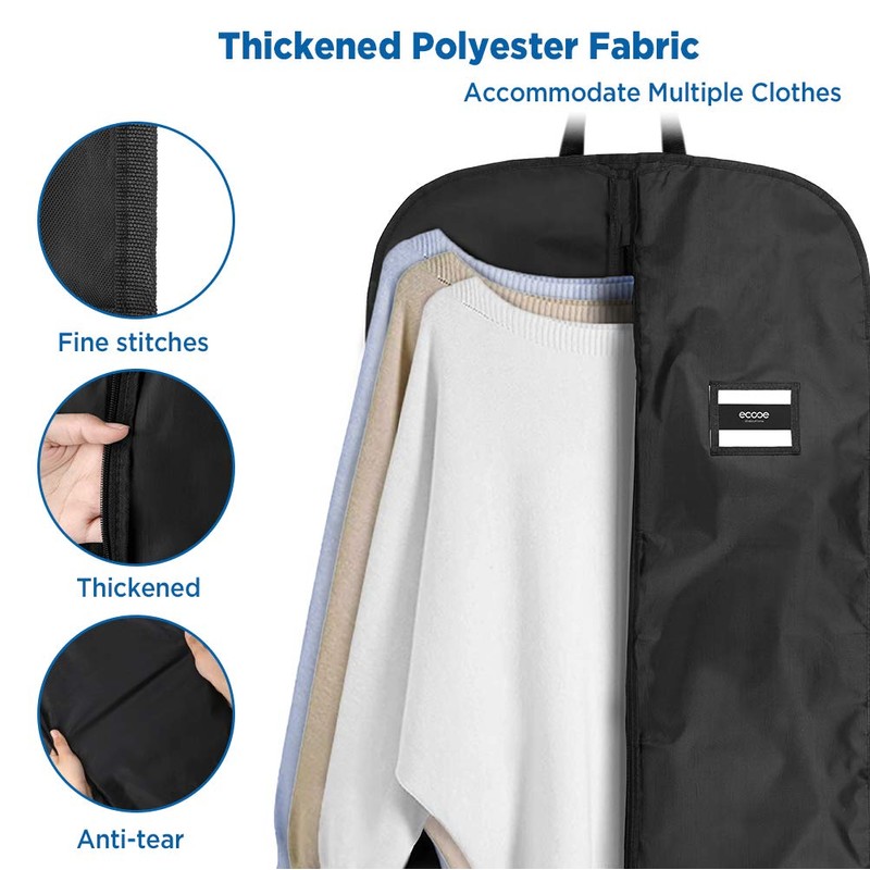 ecooe 2 x Black Garment Bag Polyester Garment Cover Clothes