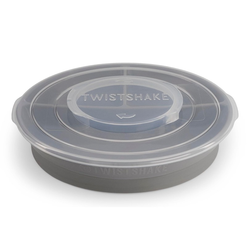 Twistshake Baby Plate with Airtight Lid| Pastel Grey