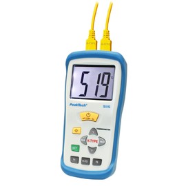PeakTech P 5115 Professional 2 Channel Digital Thermometer with Large Display for Type K sensor/Thermal Elements 50 + 1300 °C with 3 1/2 Digits Display for ° C/Gradf