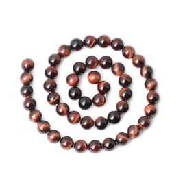 CHEAVIAN 45PCS 8mm Natural Red Tiger Eye Gemstone Round Loose Beads for Jewelry Making DIY Findings 1 Strand 15"