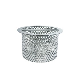 Commercial Floor Drain Strainer, 6'' Lip Diameter x 4" Tall 304 Perforated Cylindrical Mesh Stainless Steel Drain Strainer for Factory/Kitchen/Hospital/Restaurant (Silver, 4" Tall x 6" Diameter)