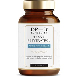 Trans Resveratrol by DR-D Longevity - 1000 mg, Premium Antioxidant, 99% Pure Trans-Resveratrol, High Dosage, 60 Vegan Capsules - 30 Daily Doses