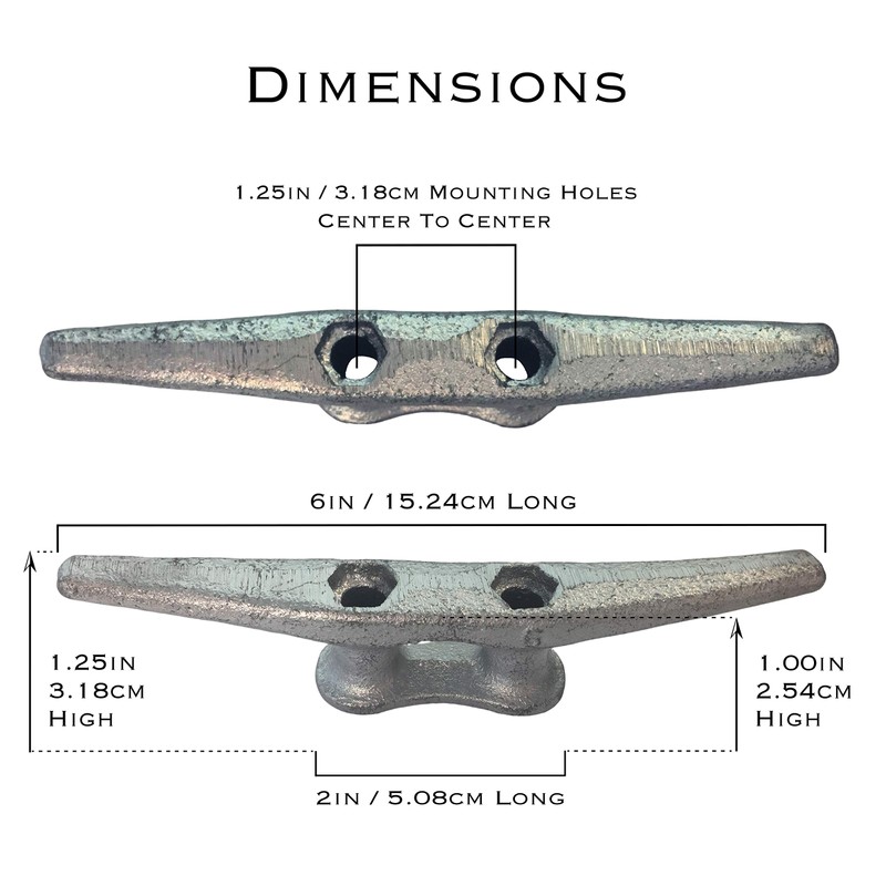 ZUJARA 6 inch Dock Cleats, 5-Pack Galvanized Iron Boat Cleat