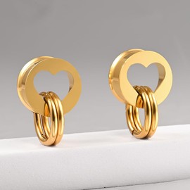 Vankula Ear Tunnel 1 Pair Double Flared Flesh Plugs with Rings Stainless Steel for Men Women Ear Piercing Stretched Jewellery 8 mm to 19 mm, Metal