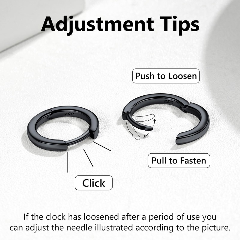 Silvora Sterling Silver Hoop Earrings for Women Black Hoop Earrings