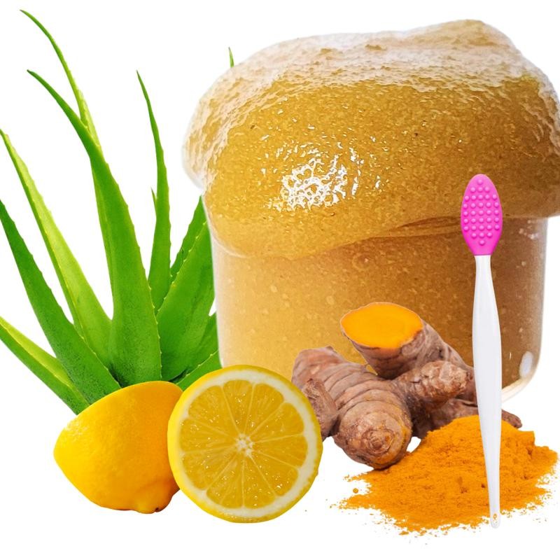 Lip Scrub Kit, Brightening Turmeric Lip Scrub and Lip Scrubber