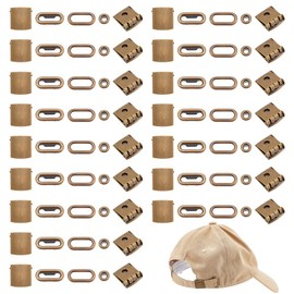BENECREAT 24 Sets Antique Bronze Brass Hat Cap Buckle, Baseball Cap Adjustment Buckle Fasteners with Eyelets, Hat Push Button Replacement for Backpack Straps, Antique Bronze