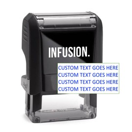 Infusion Custom Self-Inking Rubber Stamp - 17 Color Choices and 24 Font Choices - Up to 8 Lines (X-Large)