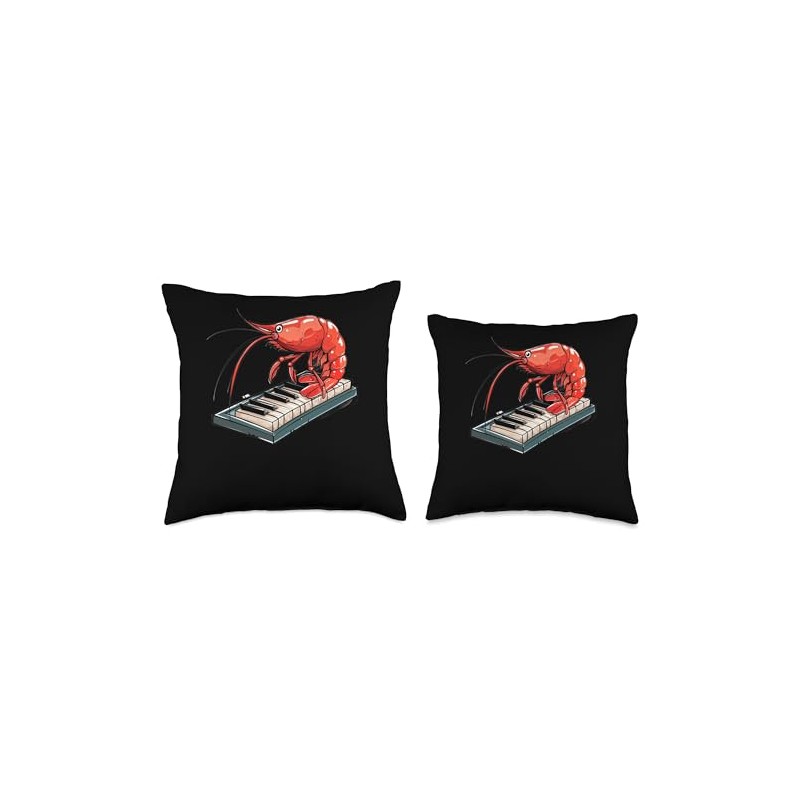 Cherry Shrimp Playing The Piano Throw Pillow