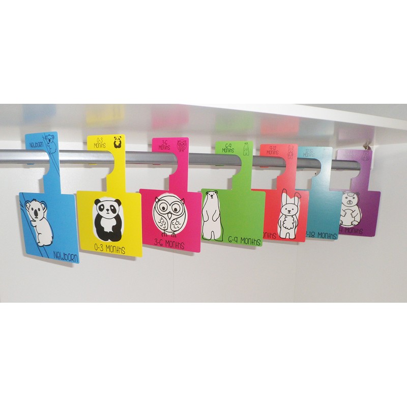 Katies Playpen Baby Clothes Wardrobe Dividers Organisers - Bright Animals