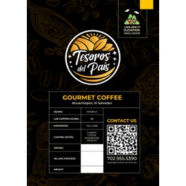 Tesoros Del Pais Green Unroasted Coffee Beans Ahuachapan, El Salvador Single Estate High Elevation (Wet Milled, 5 lb)