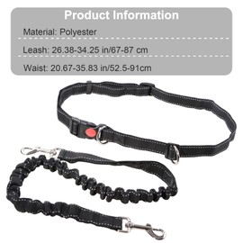 HACRAHO Hand Free Dog Leash, 1 PCS Adjustable Dog Leash Waist Belt Reflective Bungee Running Leash for Dog Training Walking Hiking Black